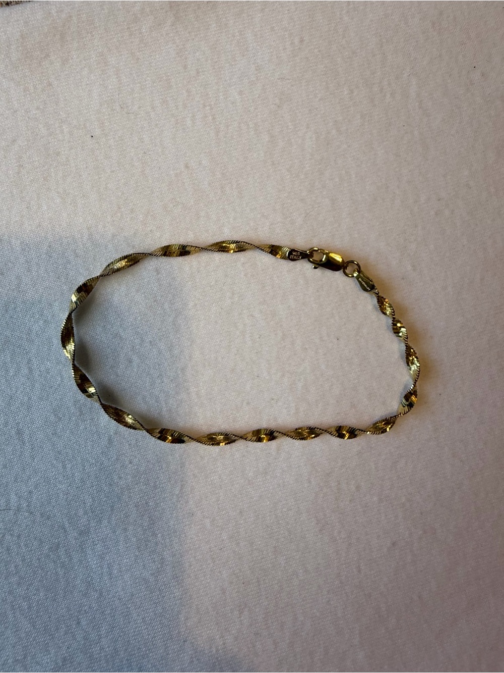 DaneCraft 24KT Gold Over 925 Sterling Silver Twist Herringbone Bracelet